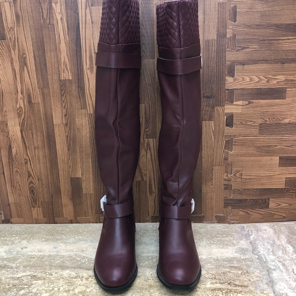 JUSTFAB Burgundy Keswick WC Flat Boots Size 7.5 - Picture 4 of 15